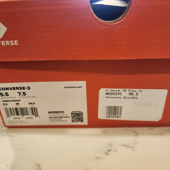 Converse Chuck 70 Plus High Top Shoes Size Women’s 7.5 NEW BLUE MENS 5.5 UNISEX - Picture 9 of 10